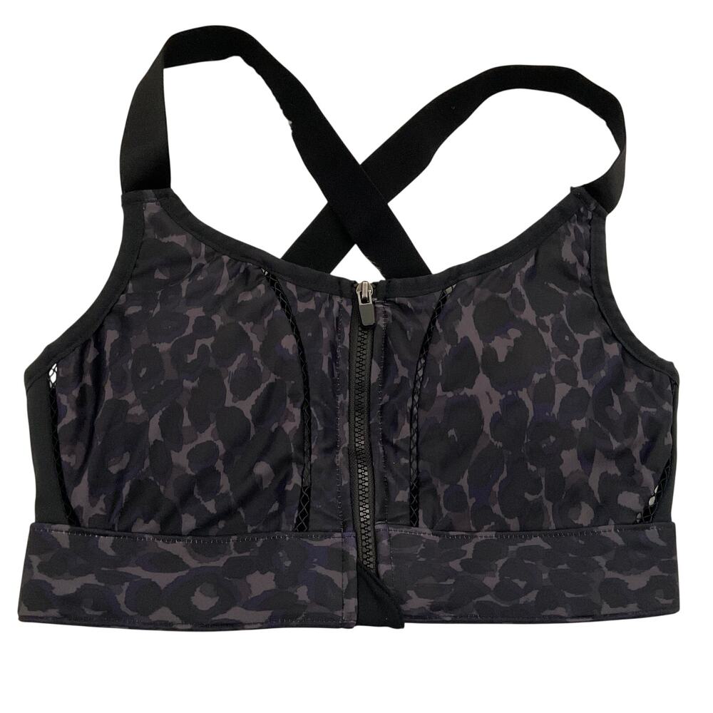 Fabletics Zoe‎ High Impact Leopard Print Front Zip Sports Bra - Size XXS